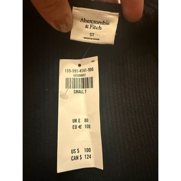 Abercrombie & Fitch Black Long Sleeve Cut-Out Rib Sweater Dress Small Tall NWT - Picture 3 of 5